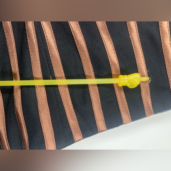 Vintage Bronze Gold Stripe Double Zip Blazer Plus Size - Picture 13 of 15